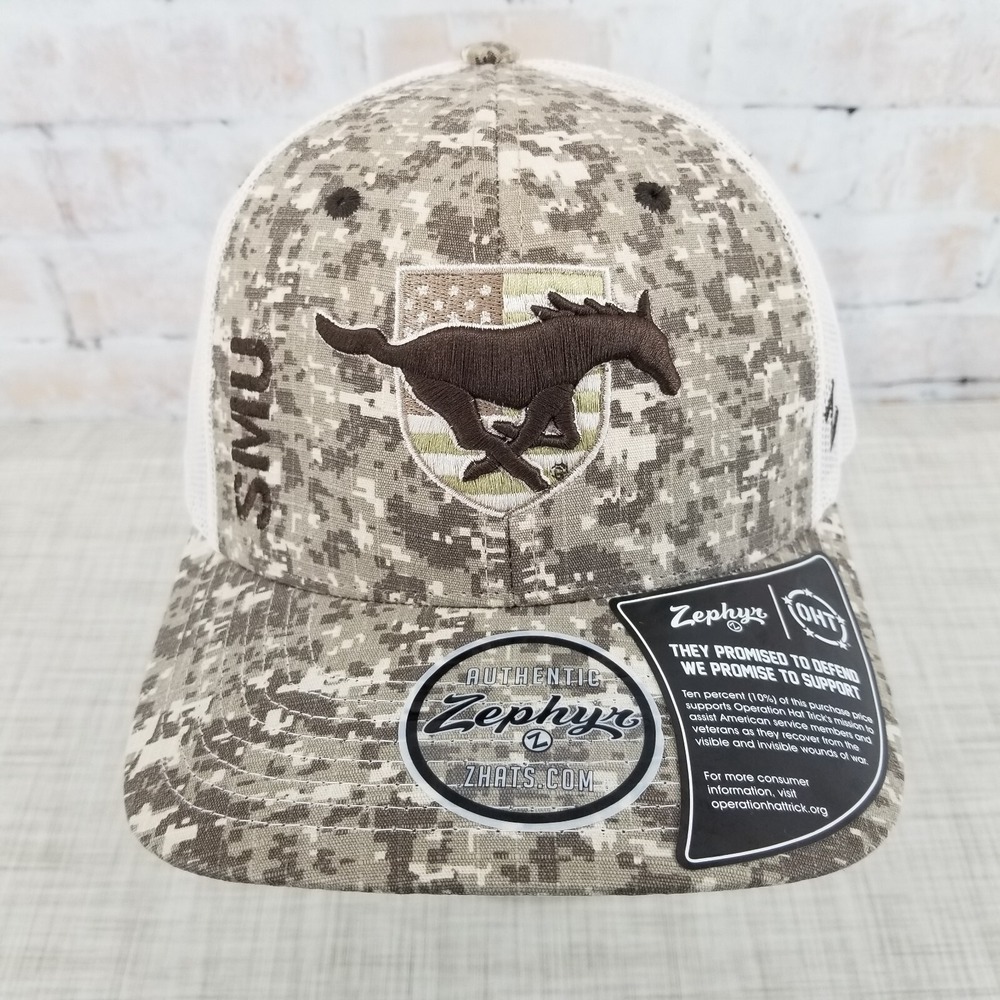 NWT Zephyr Operation Hat Trick Campfire Tan Digi Camoflauge SMU Mustang Snapback